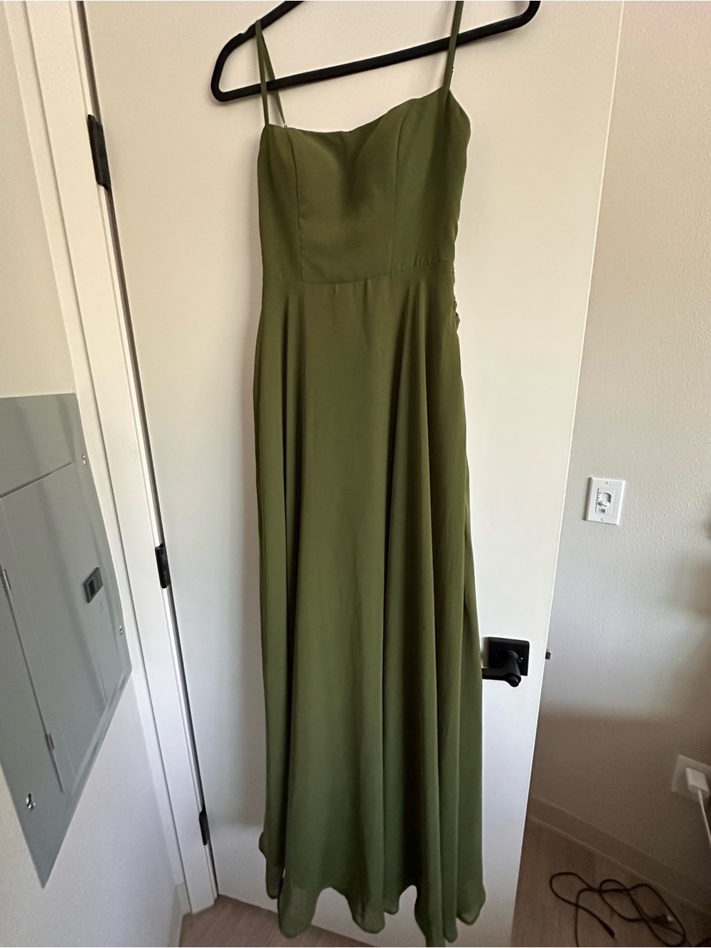 Azazie olive green bridesmaids dress